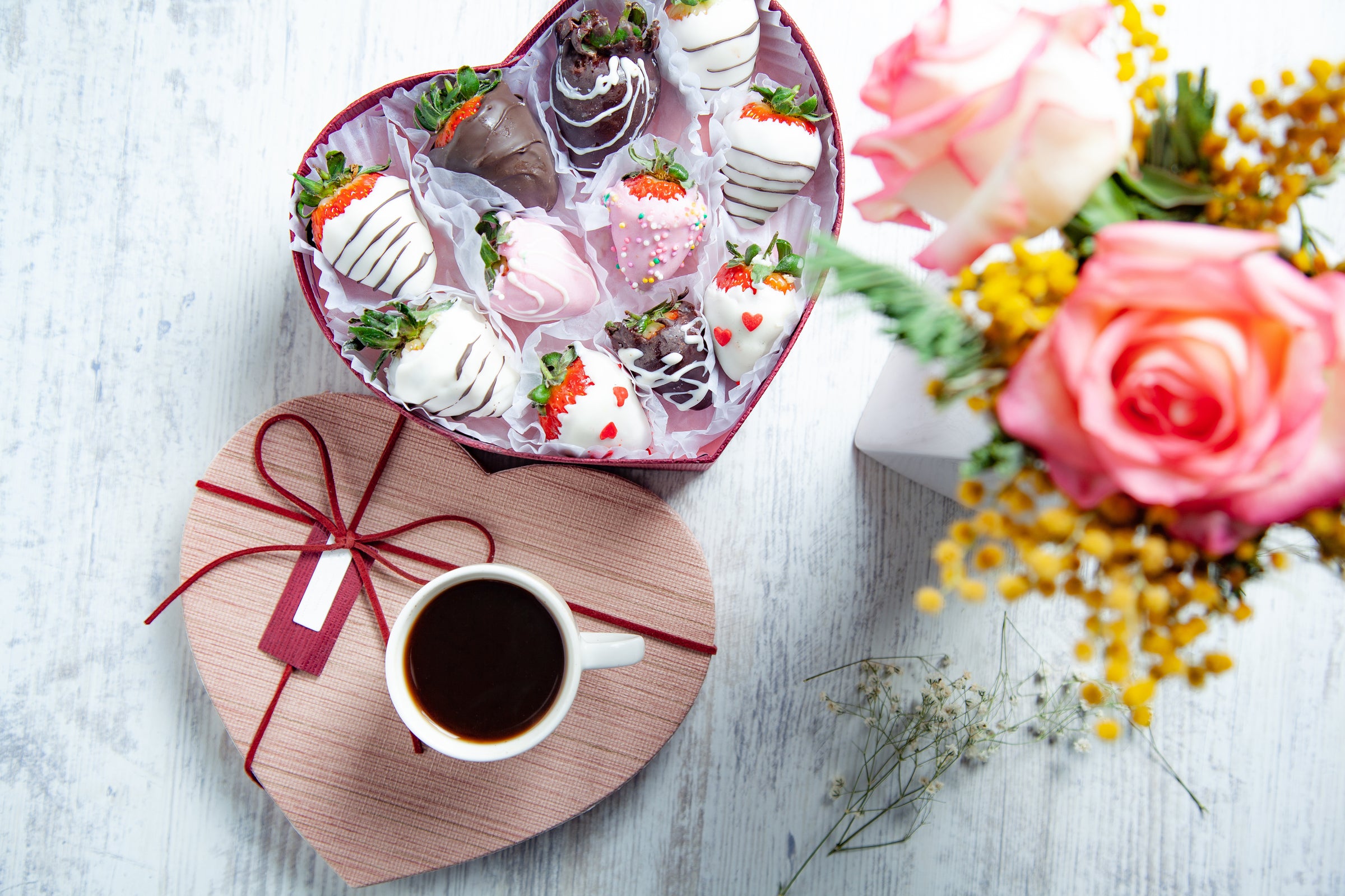 FLOWERS AND STRAWBERRIES