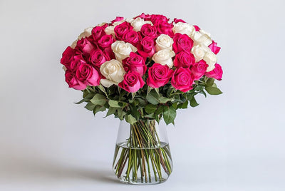 PREMIUM PINK & WHITE ROSES