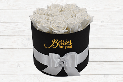 LUXURY PRESERVED ROSES WHITE SILVER