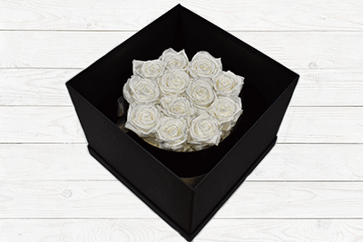 LUXURY PRESERVED ROSES WHITE SILVER