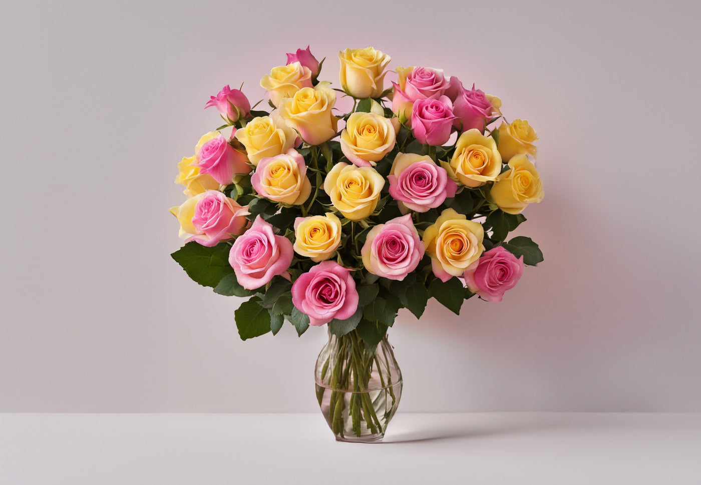 PREMIUM YELLOW & PINK ROSES