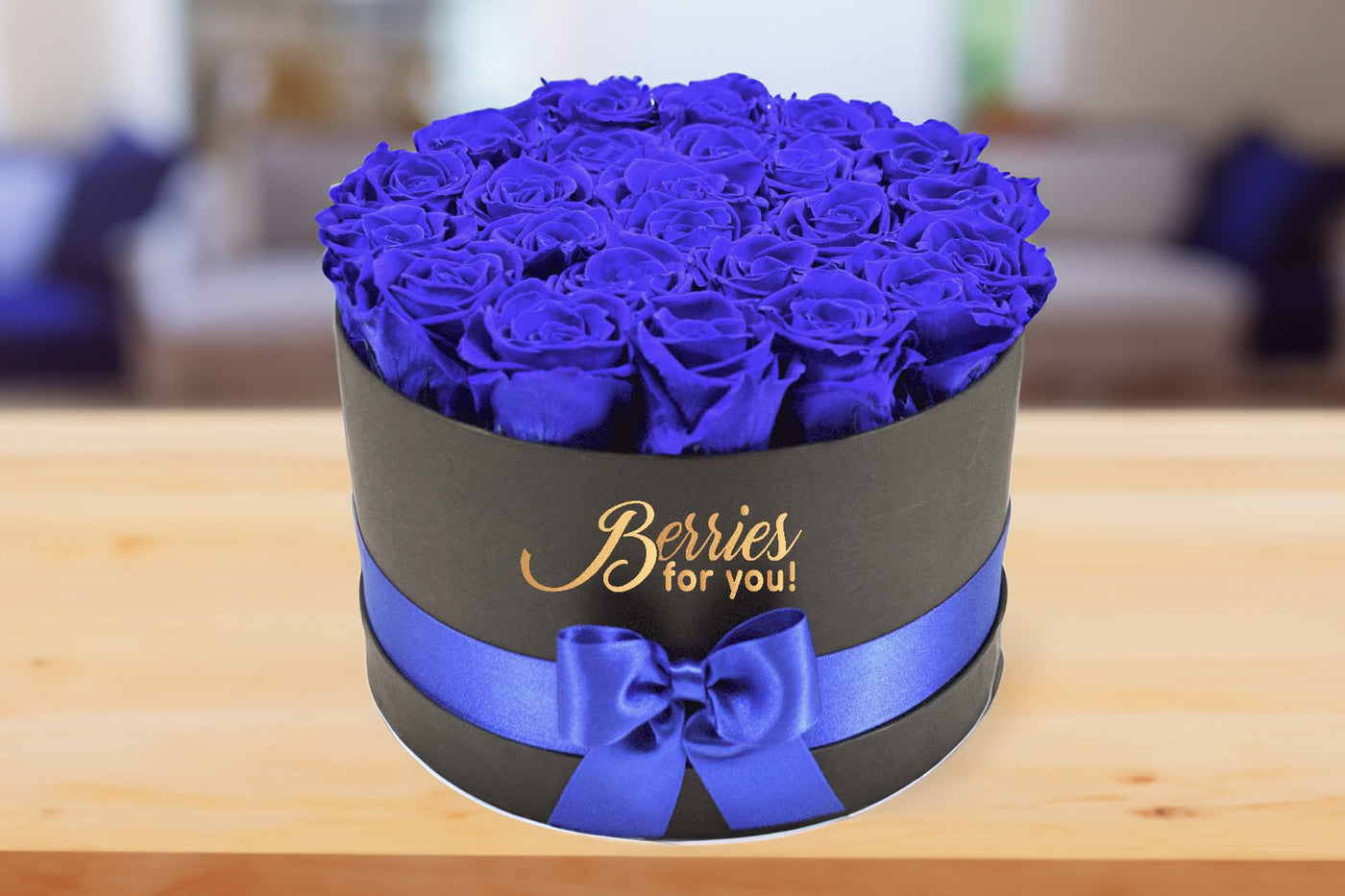 24 LUXURY PRESERVED ROSES ROYAL BLUE